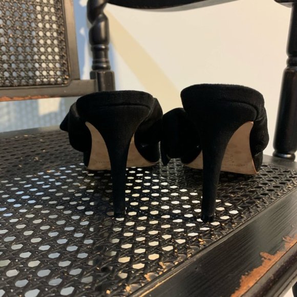 LOEFFLER RANDALL Black Flora Suede Bow Mules 10 - Picture 4 of 5